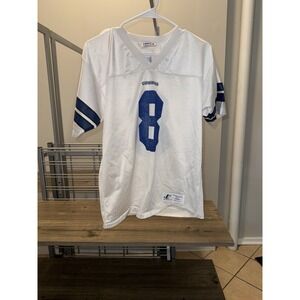 Vintage Troy Aikman #8 Cowboys Jersey Youth Large 14–16 Logo Athletic NFL White